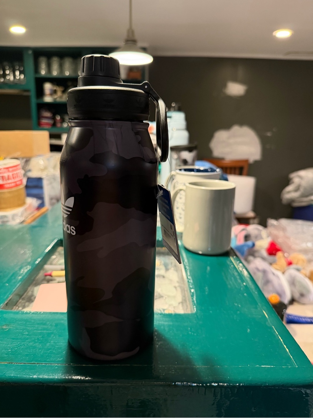 BNWT Adidas Black Camo Travel Water Bottle with Carry Handle